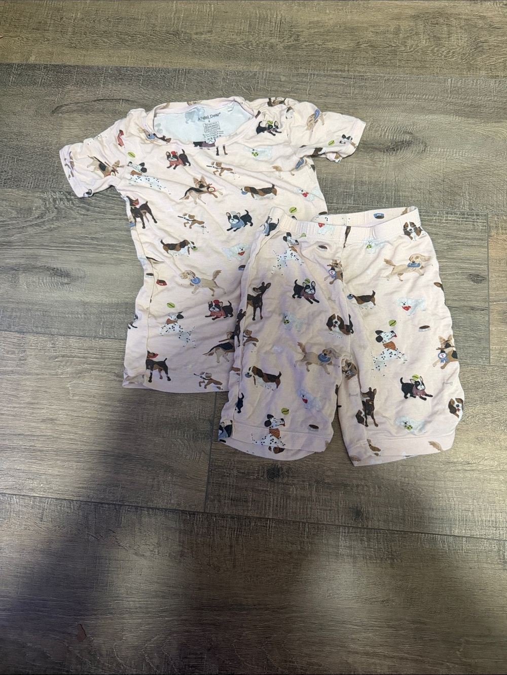 Angel Dear Light Pink Puppy Print Kids Pajama Set